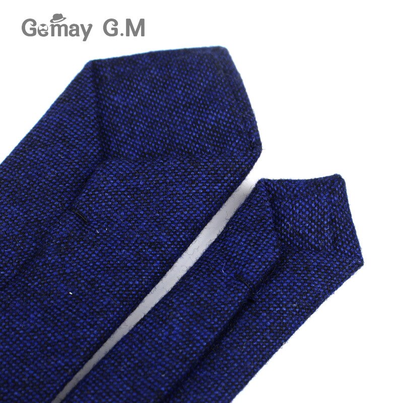 New Solid Wool Ties For Men High Quality Brand Narrow Slim Suits Neckties Blue 6cm Mens Neck Tie for Wedding Cravats