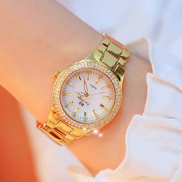 2023 Ladies Wrist Watches Dress Gold Watch Women Crystal Diamond Watches Stainless Steel Silver Clock Women Montre Femme 2022