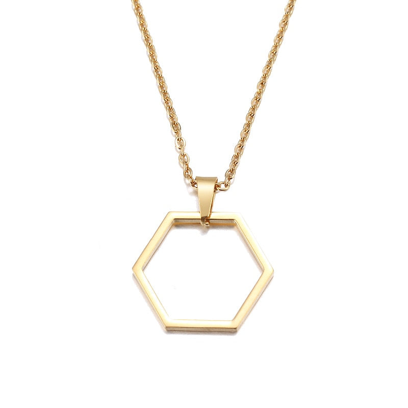 DOTIFI Stainless Steel Necklace For Women Classic Hot Selling Minimalist Hexagonal Simple Geometric Everyday Wear Jewelry