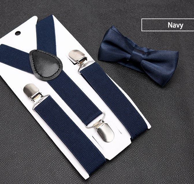 Kids Suspenders with Bowtie Fashion Children Bow Tie Set Boys Braces Girls Adjustable Suspenders Baby Wedding Ties Accessories