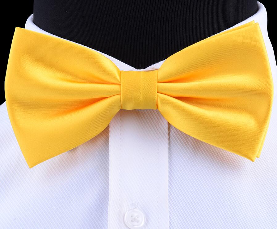 GUSLESON Silk Solid Pre-tied Bow Tie for Men Purple Black Yellow Double Fold Bow ties Waterproof Wedding Business Bowtie