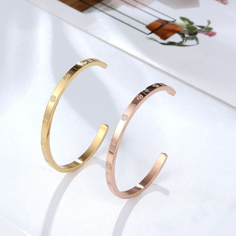 High Quality Three Size Open Bracelet &amp; Bangle Cross Stainless Steel Love Brand Bangle For Women Man Screw Jewelry Couple Gift