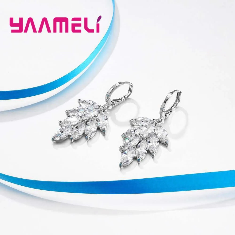 925 Sterling Silver Earring And Necklace Jewelry Set For Women Gift Fashion Pendants Leaf Wedding Bridal Jewellery Sets