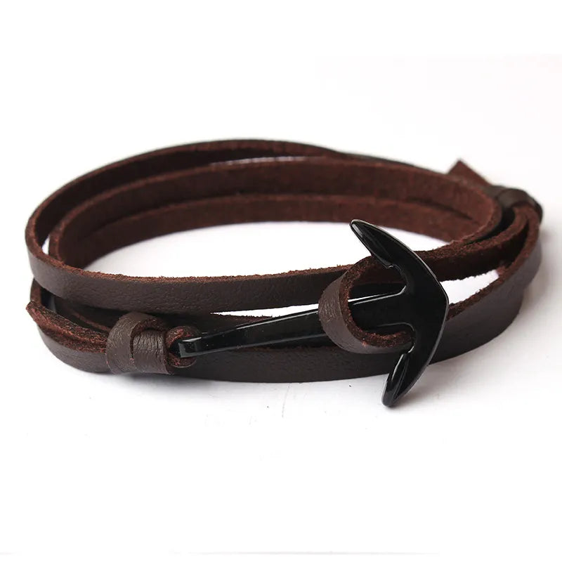 NIUYITID Leather Bracelet Men Jewelry Fashion Anchor Bracelet &amp; Bangle Female Women Braclet pulseira de couro masculina