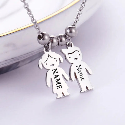 Custom Engraved Name Necklace Can Choose Boy Girl Stainless Steel Personalized Name Date Necklaces For Lovers Gift