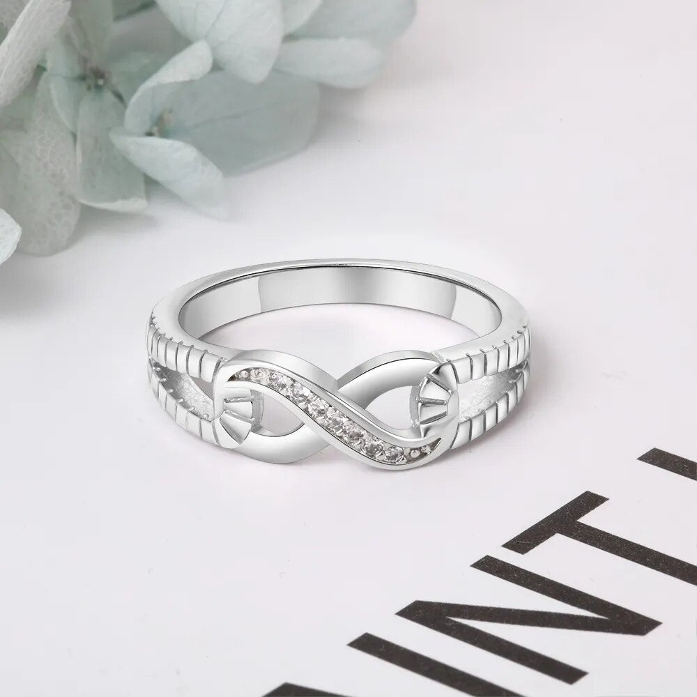 Silver Color Infinity Rings for Women Endless Love Symbol Wedding Personalized Engraved Ring Jewelry Gift for Mother