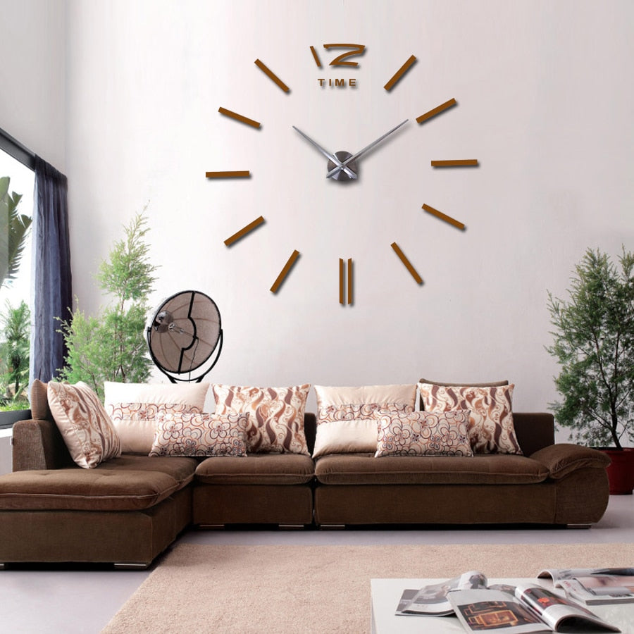 3d real big wall clock rushed mirror wall sticker diy living room home decor fashion watches arrival Quartz wall clocks