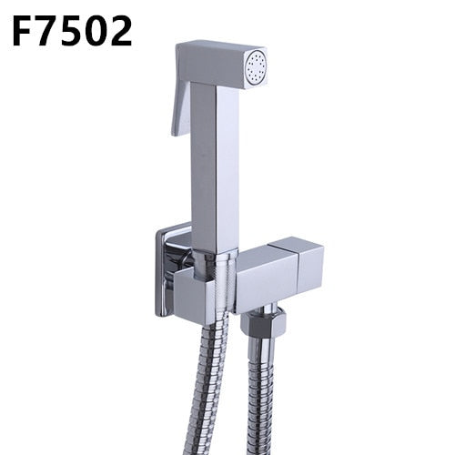 Frap 1 Set Solid Brass Single Cold Water Corner Valve Bidet faucets Function square Hand Shower Head Tap Crane 90 Degree Switch