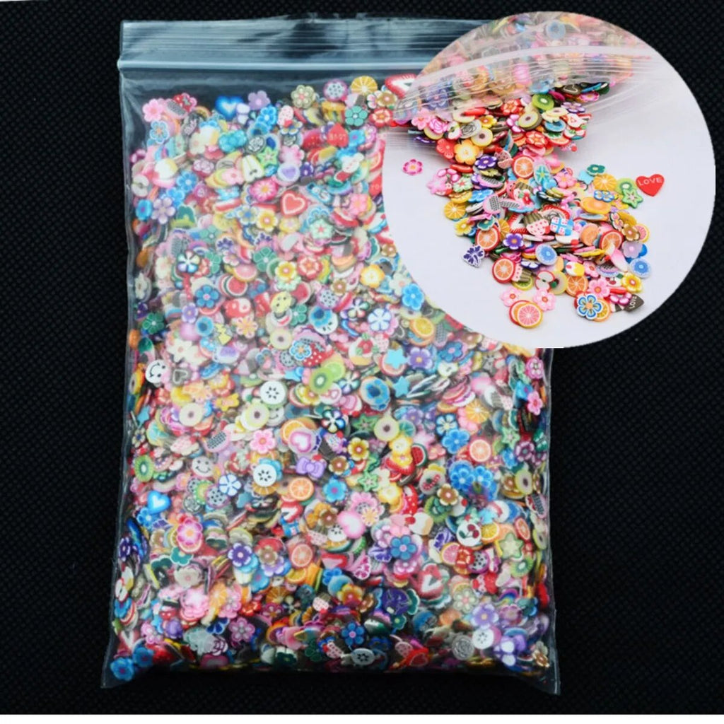 10000pcs/pack 3D Nail Art Fruit Slices Polymer Clay DIY Slice Decoration Smile Feather Nail Sticker Nail Jewelry Wholesale