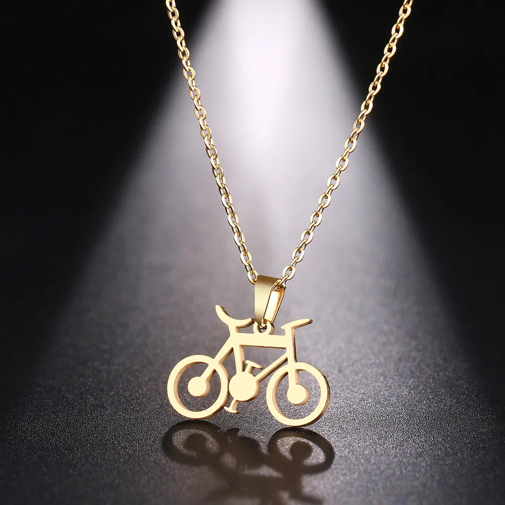 DOTIFI Stainless Steel Necklace For Women Man Classic Bicycle Gold Color Choker Pendant Necklace Engagement Jewelry