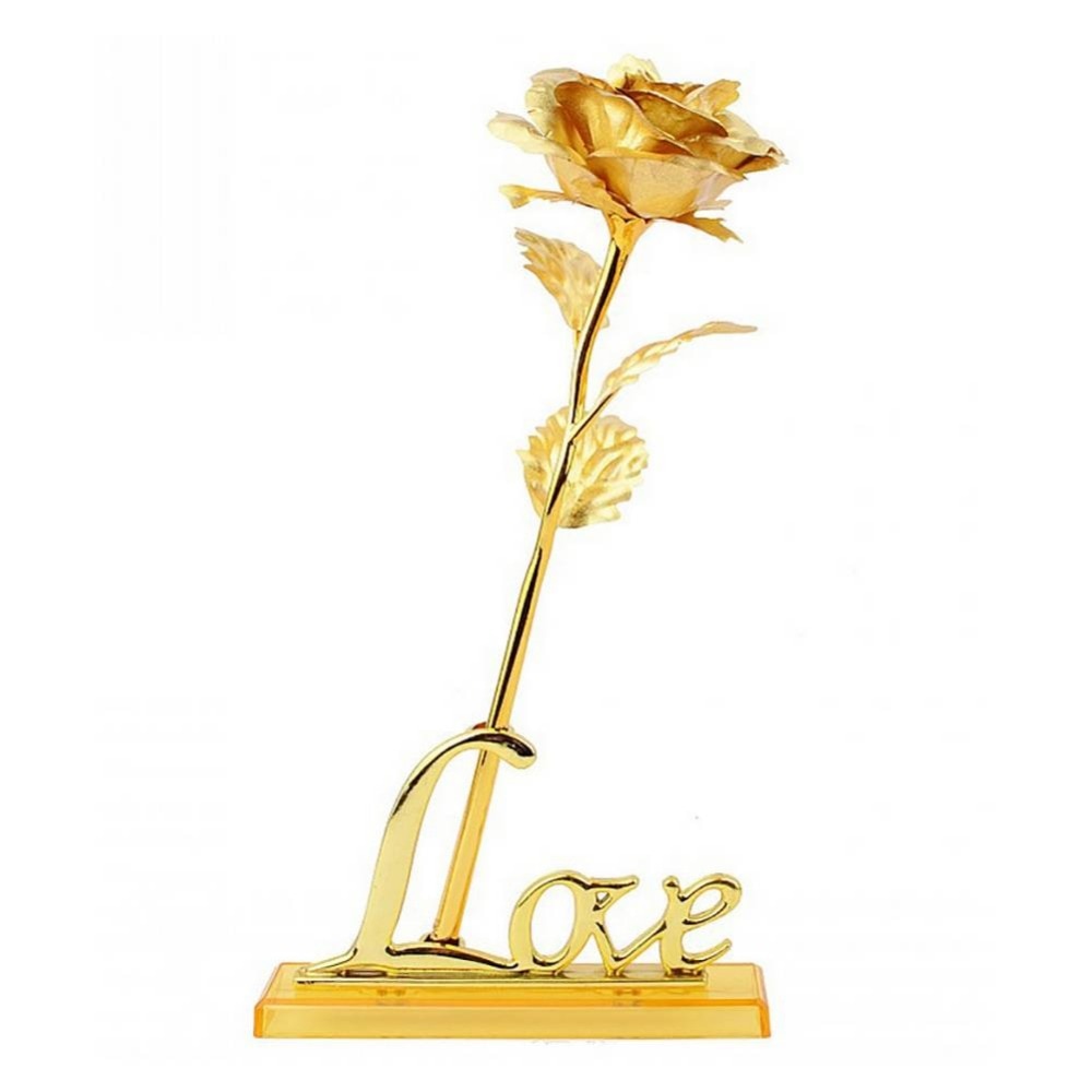 24k Gold Plated Rose With Love Holder Box Gift Valentine&#39;s Day Mother&#39;s Day Gifts Flower Gold Dipped Rose US Drop ship