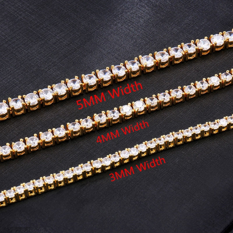 Hip Hop 3mm/4mm/5mm 1 Row Copper Tennis Bracelet Micro Pave Cubic Zircon Bling Mens Bracelet Jewelry 7inch 8inch