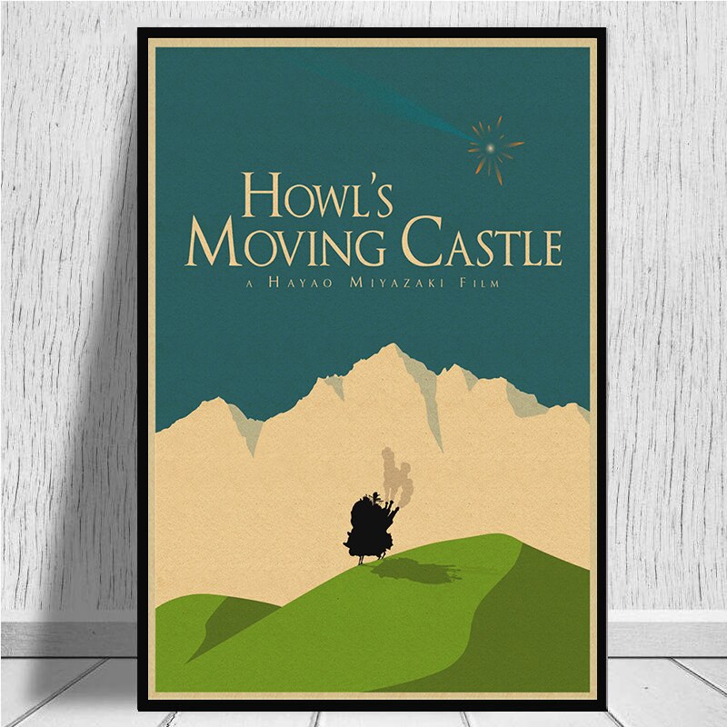 Classic Comic Howl Moving Castle Moving Castle Kraft Paper Retro Cartoon Comic Poster Bars Cafe Decor Sticker