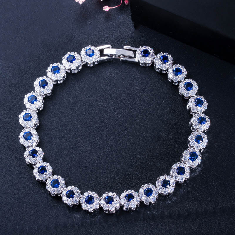 CWWZircons Classic Micro Pave Round Cubic Zirconia Stones Yellow Gold Color CZ Tennis Bracelets for Women Wedding Jewelry CB108