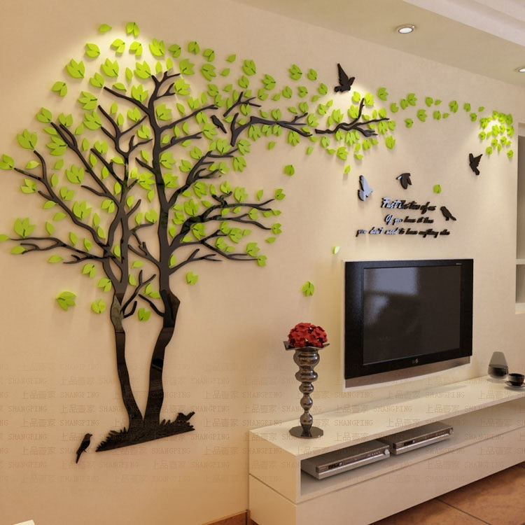 Big size Lovers Tree Acrylic Wall Stickers for Living room TV Sofa  Wall 3D art Decoration Accessories Home decor
