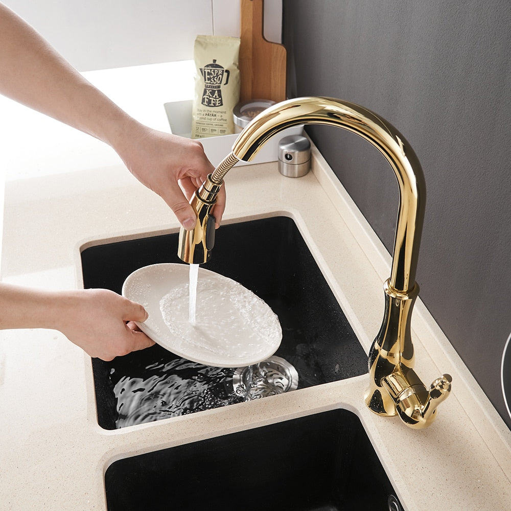 Kitchen Faucets Black Single Handle Pull Out Kitchen Tap Single Hole Handle Swivel 360 Degree Water Mixer Tap Mixer Tap 866011