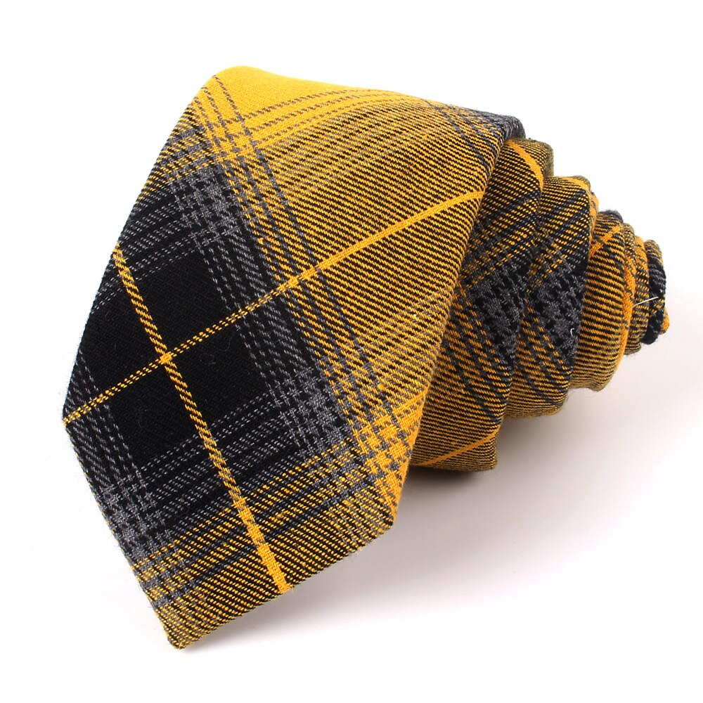 New Plaid Cotton Ties Skinny Causal Neck tie For Men Suits Mens Slim Necktie For Business Cravats 7cm Width Groom Neckties