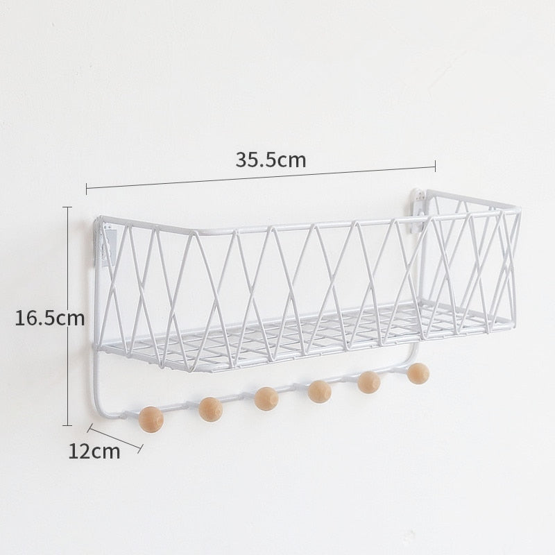 Iron Grid Wall Shelf Wall-mounted Storage Rack Hanger for Home Decor Ornaments Display Bonsai Holder