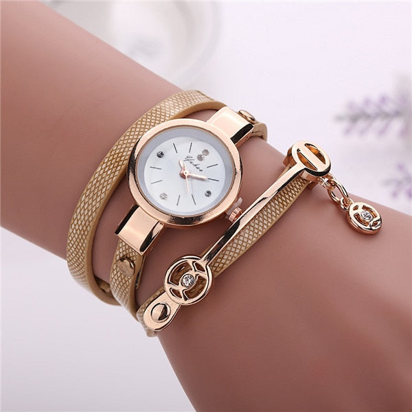 Fashion Women Charm Wrap Around Leather Quartz Wrist Watch Women Rhinestone Watch Female Montre mujer Special Gifts For Women