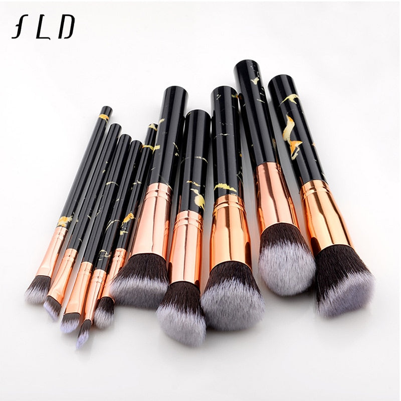 FLD Professional Makeup Brush Set Tools Powder Foundation Eyeshadow Lip Eyeliner Blush Marble Face Makeup Brushes