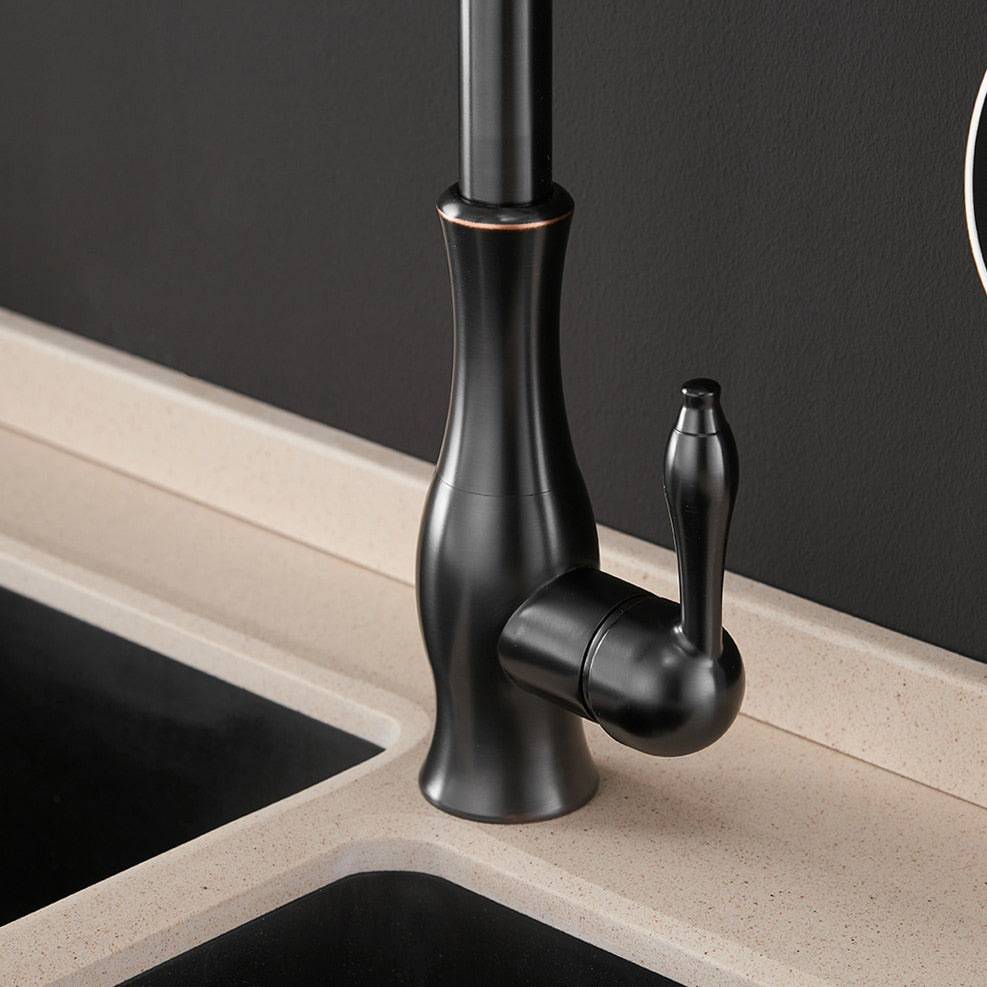 Kitchen Faucets Black Single Handle Pull Out Kitchen Tap Single Hole Handle Swivel 360 Degree Water Mixer Tap Mixer Tap 866011