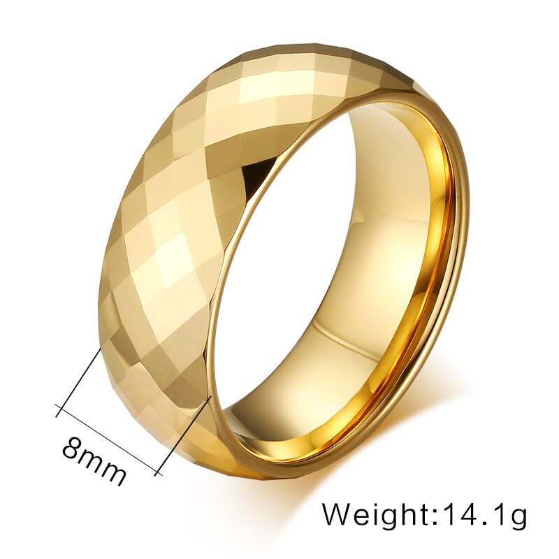 Vnox Men Ring Tungsten Jewelry Gold Color Custom Name Wedding Gift US size 7 8 9 10 11 12 13