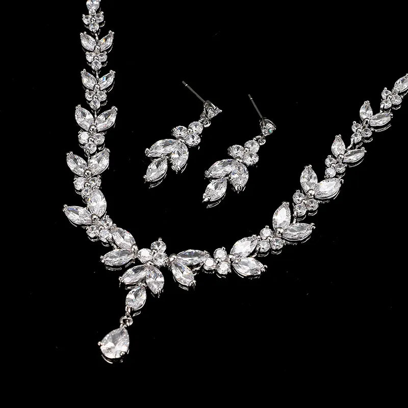 Emmaya Exquisite Jewelry Sets For Women Wedding Party Accessories Cubic Zircon Stud Earrings &amp; Necklace Gift