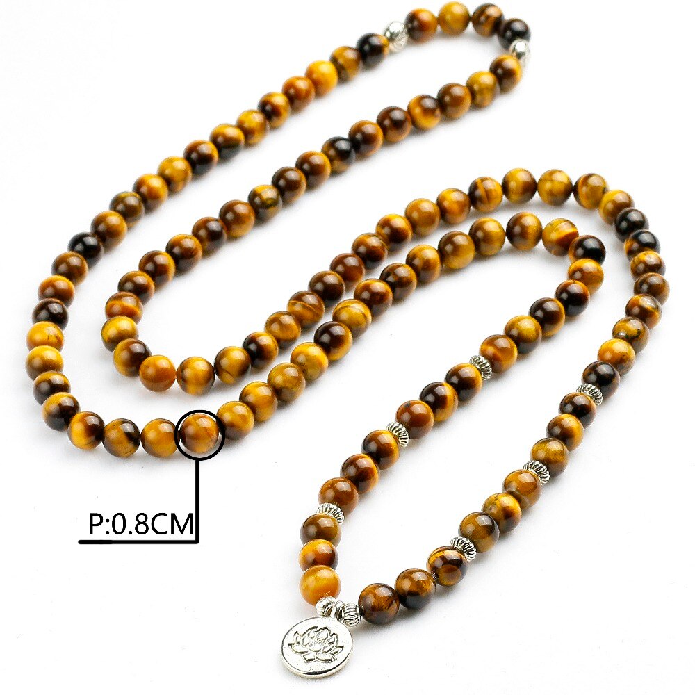 Natural A Grade Tiger Eye 108 Mala Bracelet Om Buddhist Bracelet 8MM Beads Men Bracelet High Quality Yoga Women Stone Jewelry