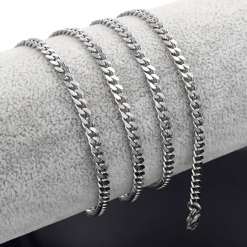 Latest ATGO (40-70cm) to choose 3mm wide Chain Necklace Stainless Steel Necklace Men accessories.