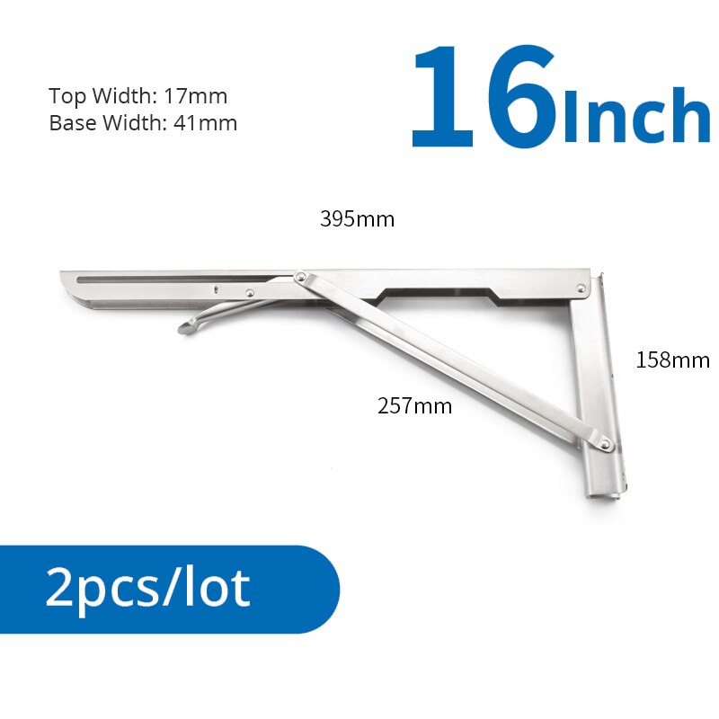 KAK 2PCS Folding Triangle Bracket Stainless Steel Shelf Support Adjustable Shelf Holder Wall Mounted Bench Table Shelf Hardware