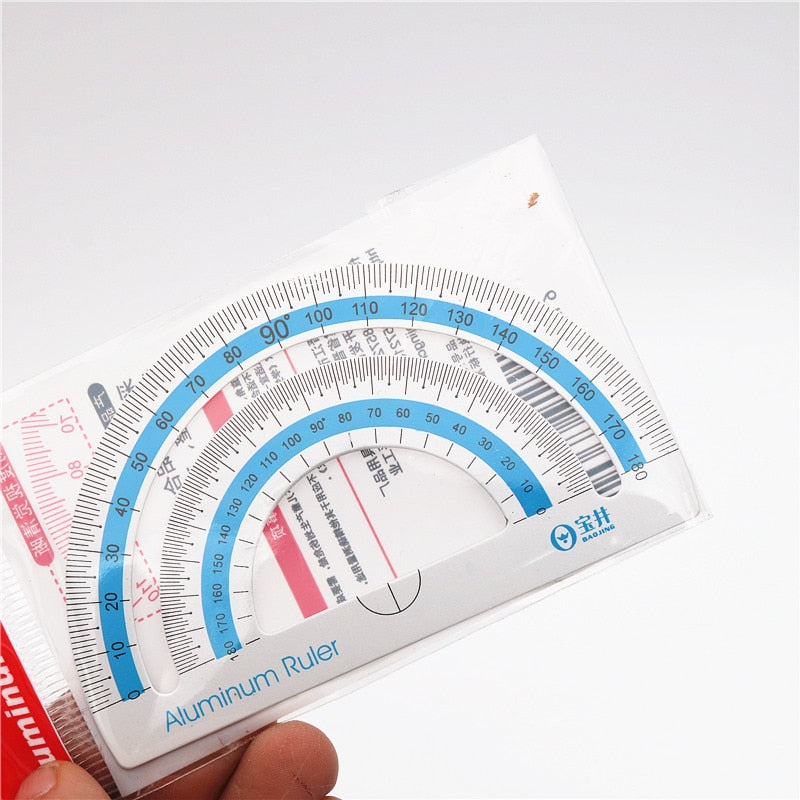 4PCS/Set UV Aluminum Alloy Ruler Drawing Measurement Geometry TriangleRuler straightedge Protractor A variety of rulers