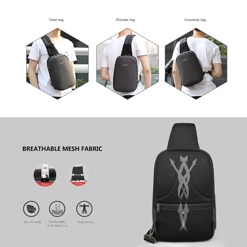 Lifetime Warranty Fashion Male Chest Bag Casual Splashproof 9.7 inch Shoulder Bag College Mini Crossbody Bags For Men Sling Bag