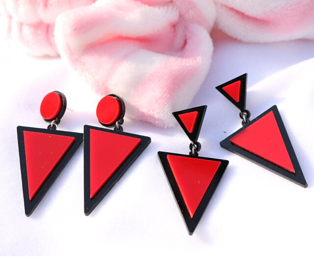 Brand Earing Fluorescent Colorful Triangle Earrings Stud Earrings For Women Crystal Pearl Earrings Fashion Jewelry Wholesale