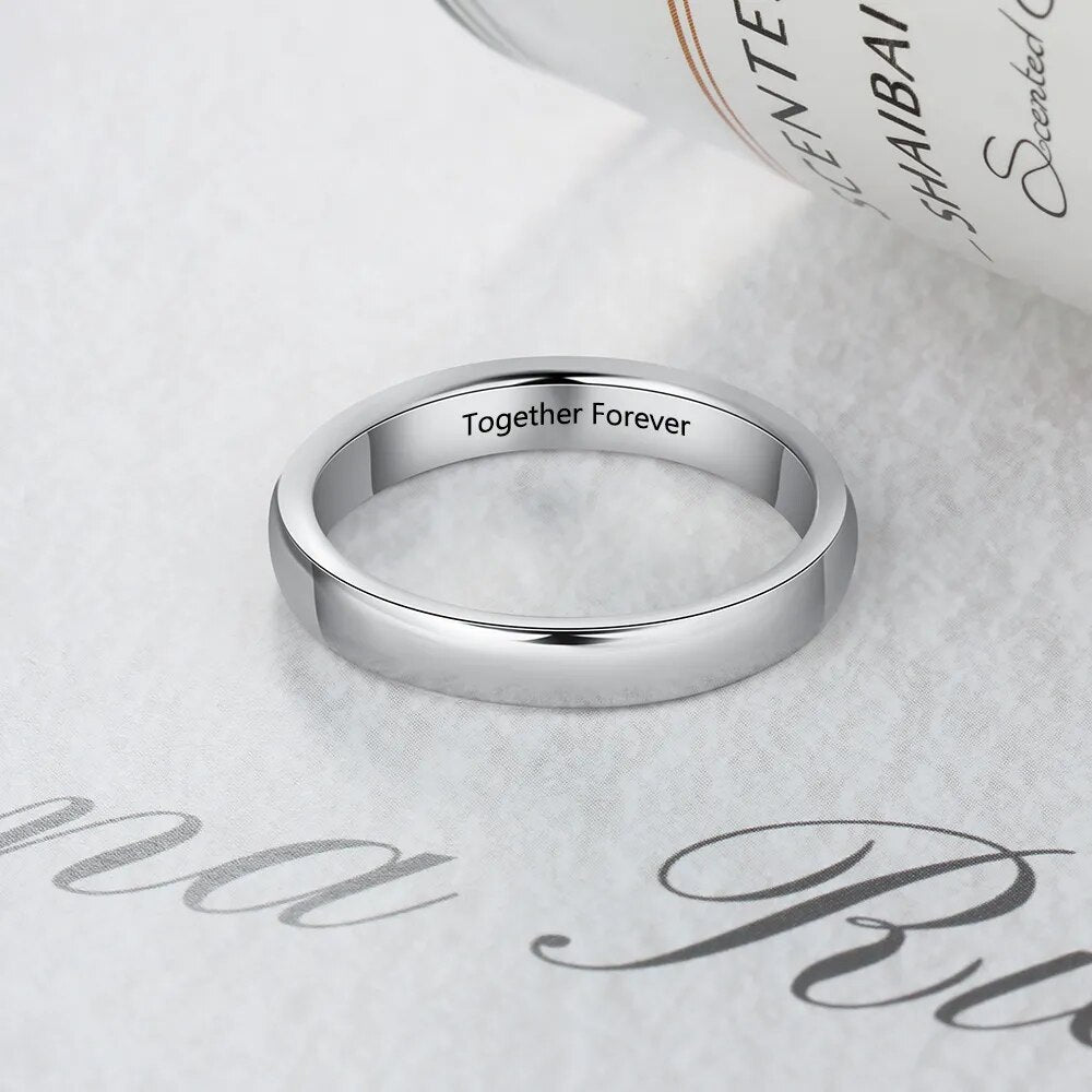 Classic Style Personalized Promise Rings for Women Engraved Name Wedding Bands Engagement Ring Jewelry Gift (JewelOra RI103798)