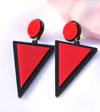 Brand Earing Fluorescent Colorful Triangle Earrings Stud Earrings For Women Crystal Pearl Earrings Fashion Jewelry Wholesale