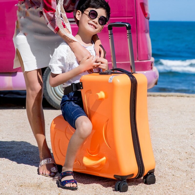 LEINASEN Cute pony Cartoon Children Rolling Luggage Spinner Suitcase Wheels Students Multifunction Trolley Kids Travel Bag