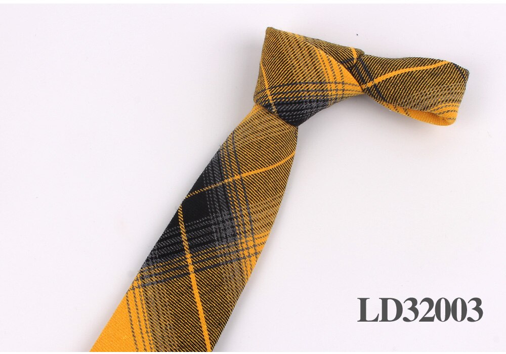 New Plaid Cotton Ties Skinny Causal Neck tie For Men Suits Mens Slim Necktie For Business Cravats 7cm Width Groom Neckties