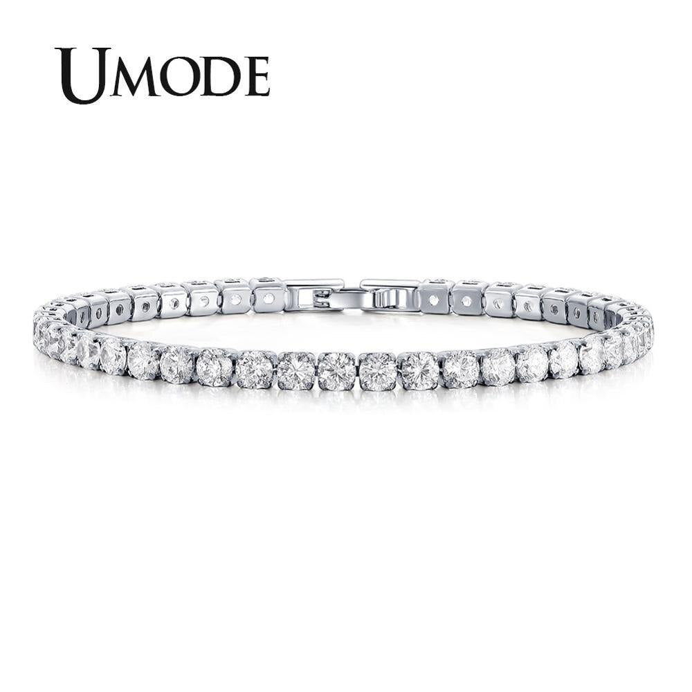 UMODE NEW Clear Crystal Tennis Bracelet for Women Bracelet men&#39;s Cubic Zirconia Jewelry Party Wedding Hip Pop Accessorie UB0097D