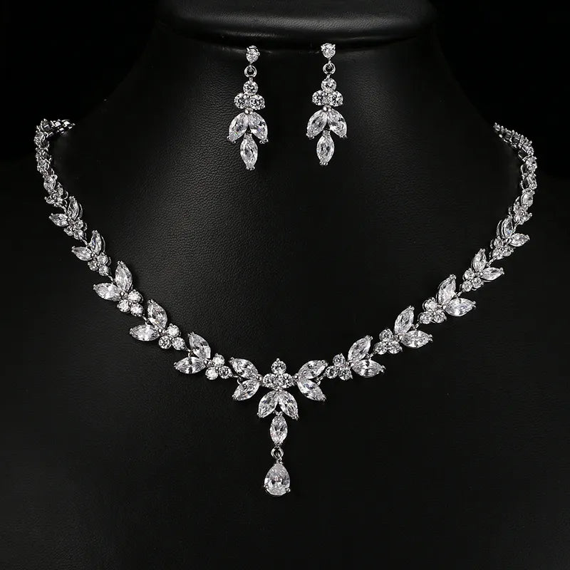 Emmaya Exquisite Jewelry Sets For Women Wedding Party Accessories Cubic Zircon Stud Earrings &amp; Necklace Gift