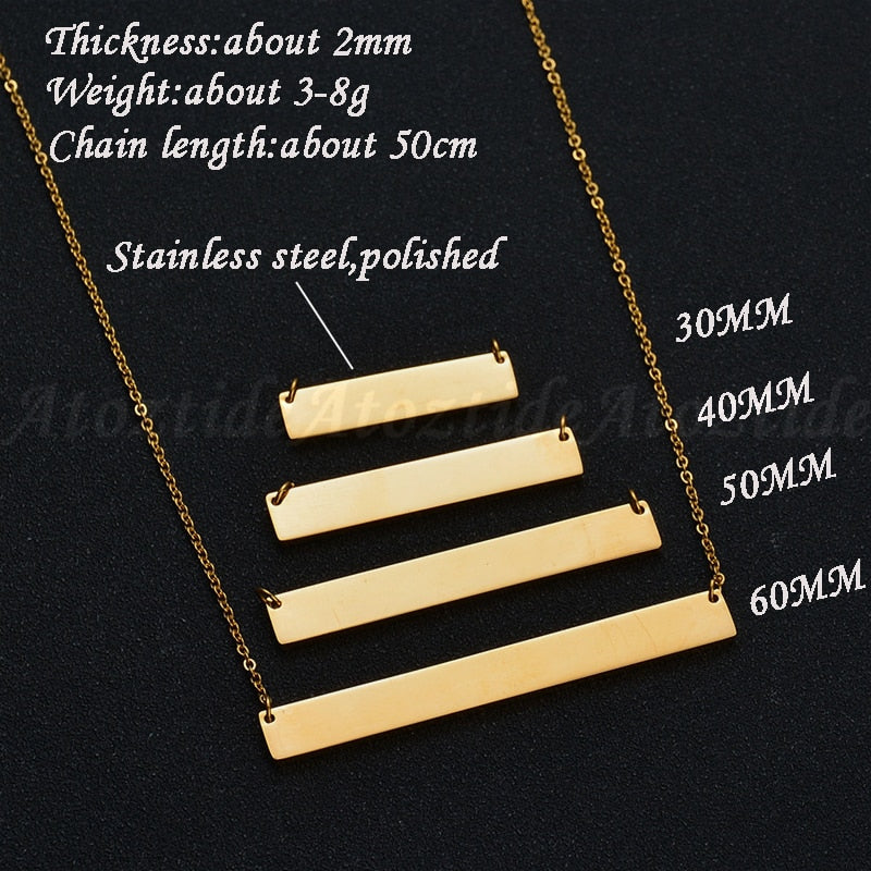 Atoztide Personalized Name Stainless Steel Bar Necklace For Women Gold Color Chain Necklace Customized Letters Nameplate Jewelry