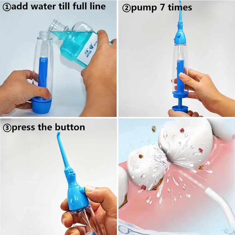 Portable Oral Irrigator Cleaner Mouth Wash Tooth Powerful Irrigation Manual Water Pick Jet Dental Flosser Washing Machine 75ml