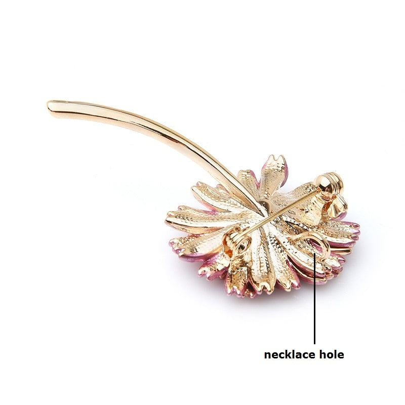 Wuli&amp;baby Enamel Pink Daisy Trendy Brooch Flower Pin For Women and Mom Gift Simple Accessories 2019