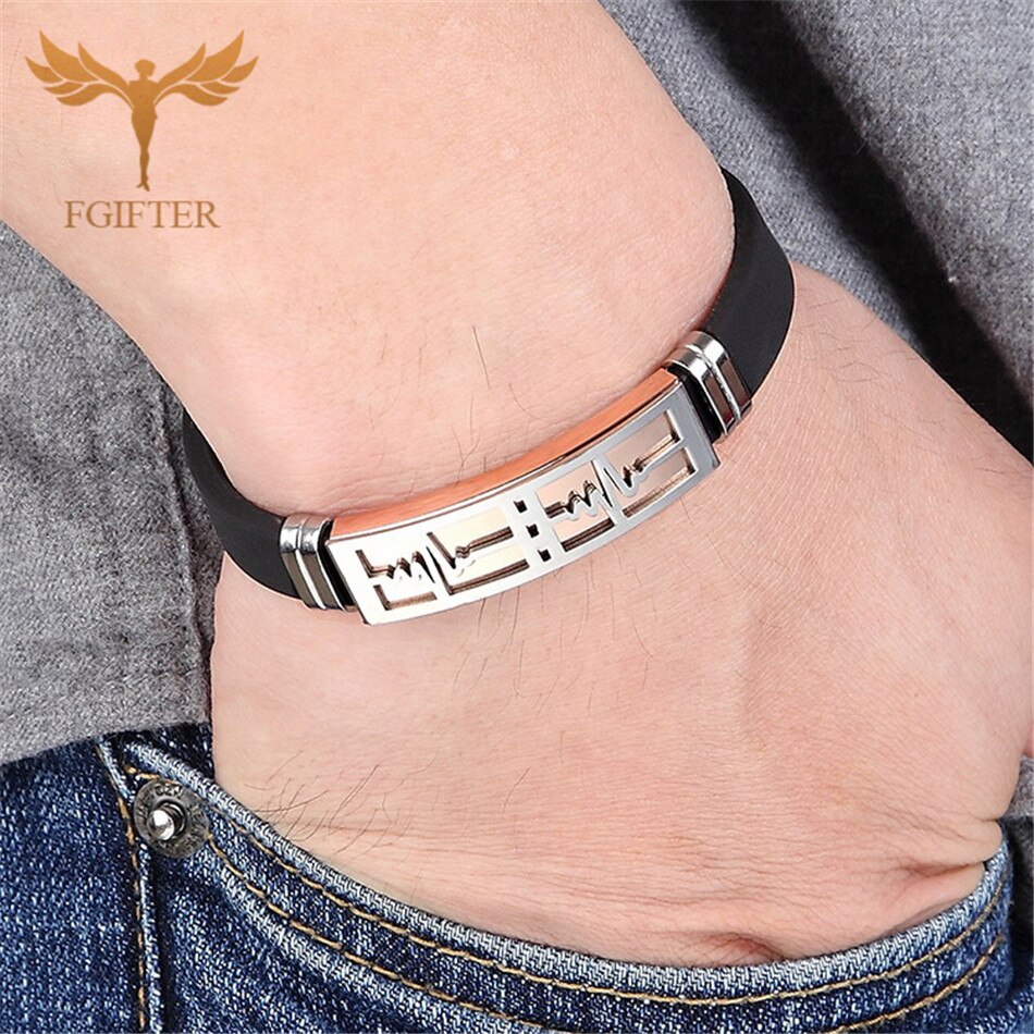 Romantic Couple Jewelry ECG Heartbeat Love Bracelets for Women Men Cool Valentine's Day Gift Boyfriend Girlfriend Wrist Belt