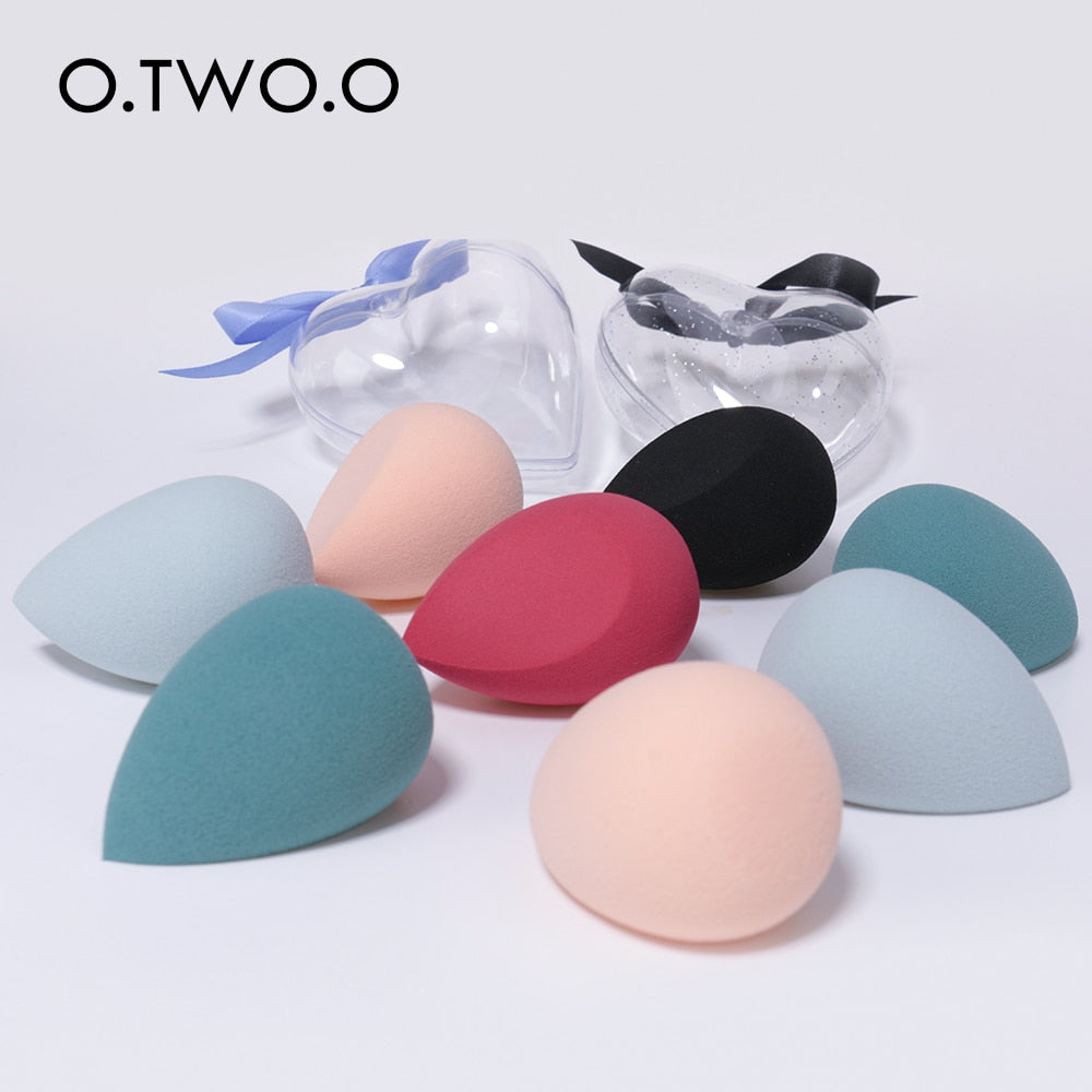 O.TWO.O 2pcs/set Makeup Sponge Heart-Shape Box Non-Latex Material Cosmetic Puff Powder Foundation Use Beauty Make Up Tools