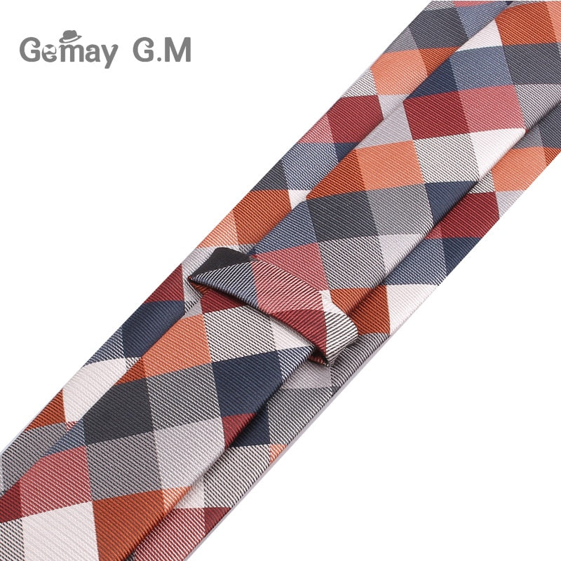 New Jacquard Woven Neck Tie For Men Classic Check Ties Fashion Polyester Mens Necktie For Wedding Business Suit Plaid Tie