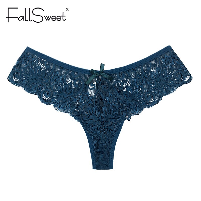 FallSweet 5pcs/Pack! Women Undewear Transparent Lace  G String Ultra Thin  Knickers Briefs Bow Tangas Bragas