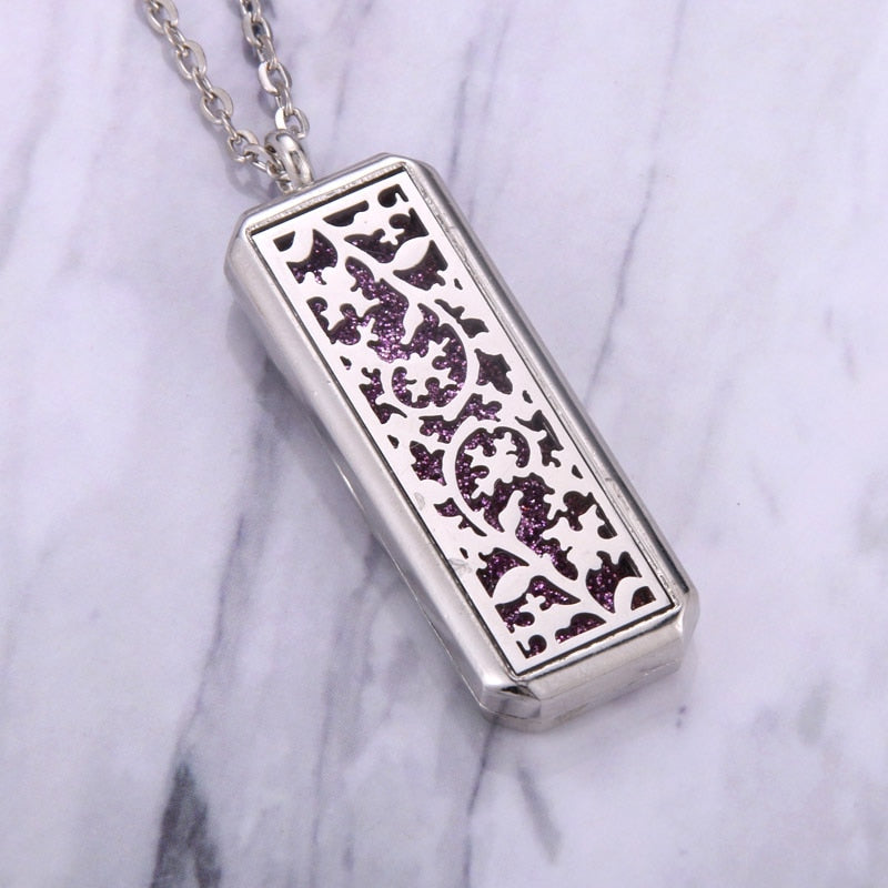 Square Aroma locket Necklace Magnetic Stainless Steel Aromatherapy Essential Oil Diffuser Perfume Locket Pendant Jewelry