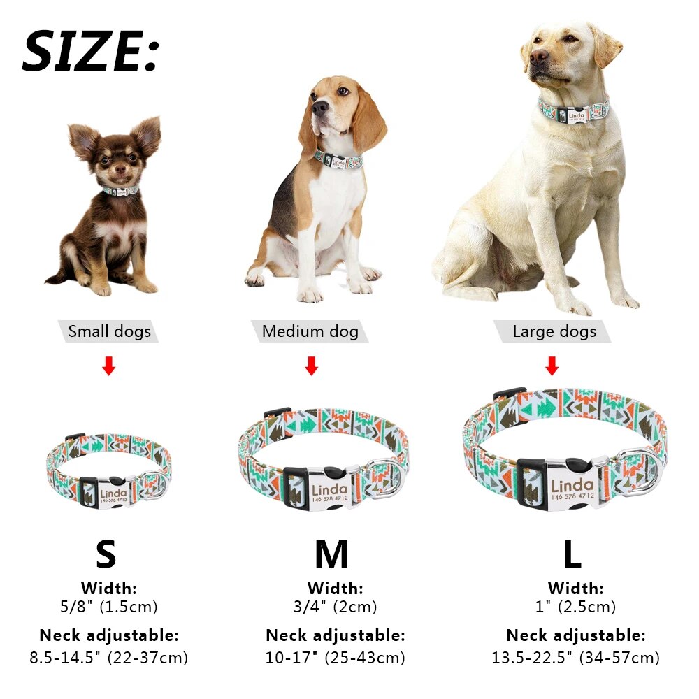 Dog Collar Personalized Nylon Customized Pet ID Tag Colllar Engraved Nameplate Puppy Dogs Collars Pets Accessories for Beagle