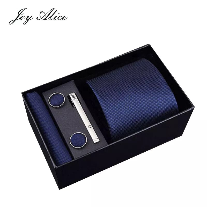 Gift Box Custom Mariage Ties Hankie Cufflinks Sets Neckwear Paisley Cravats Striped Necktie for Men Wedding Accessories Party