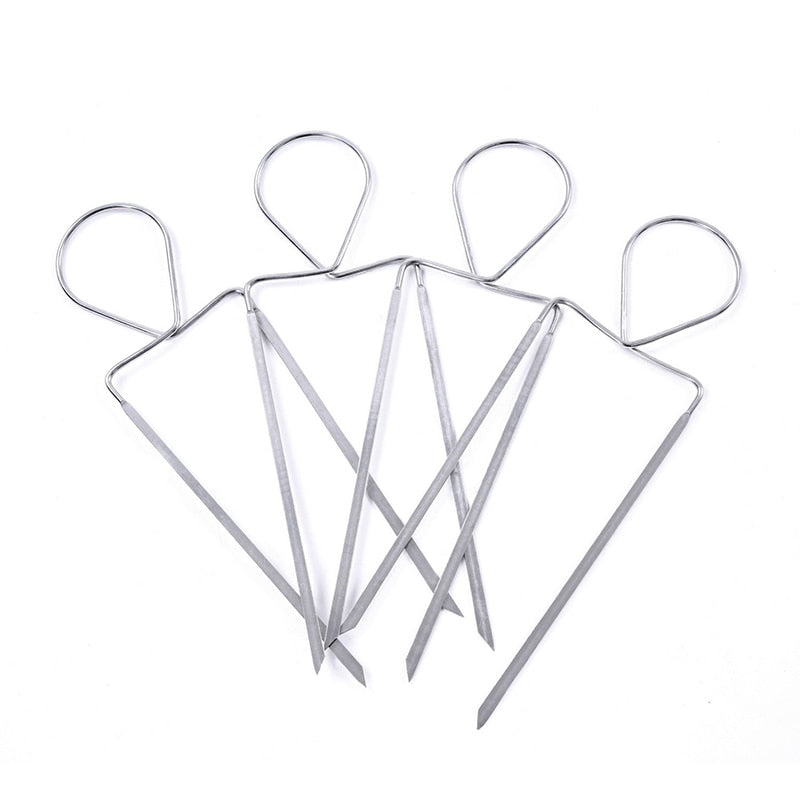 BBQ Accessories 8&#39;&#39; 20.5cm 4-8pcs Stainless Steel BBQ Skewer set  Double Veggie Raft Wide Barbecue Skewers Grill Clips Needle